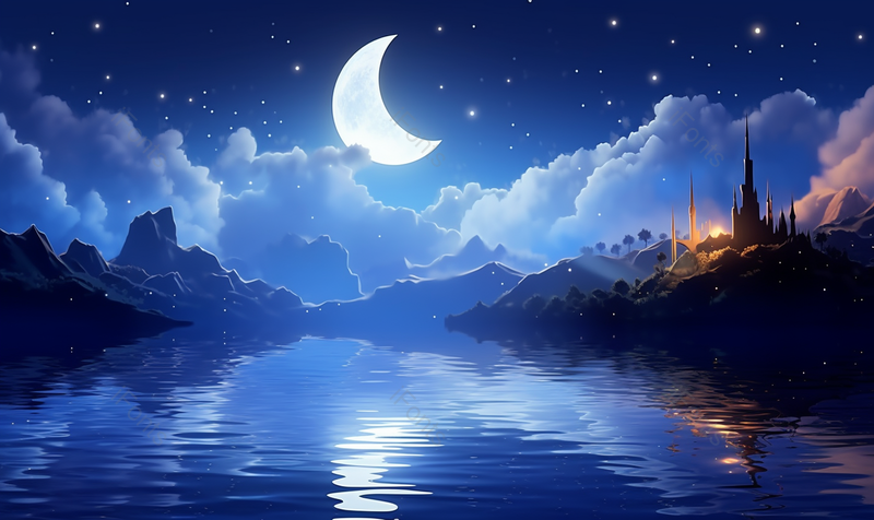 月亮星空元宇宙超现实主义插画海报,插画/手绘图,插画/手绘图库,插画/手绘图下载,插画/手绘